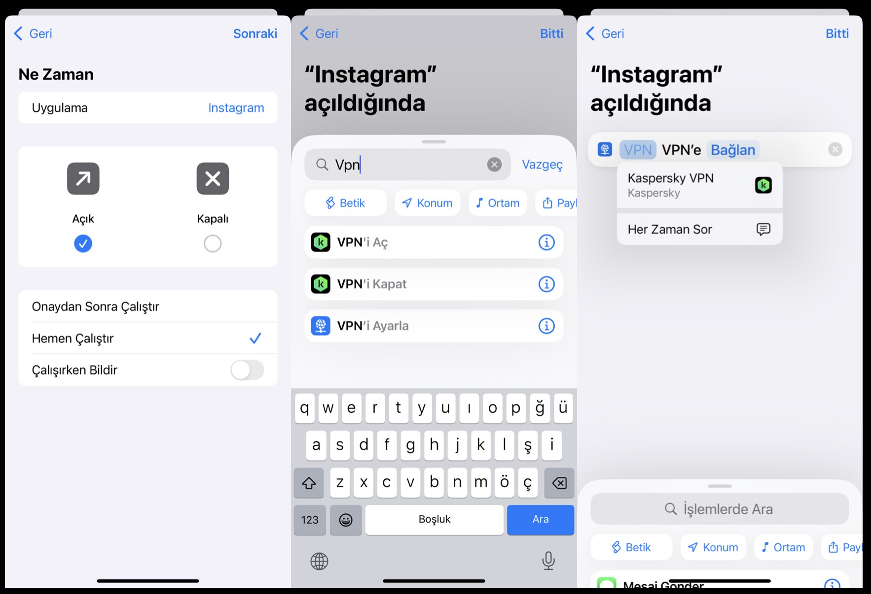 iPhone için Instagram Açıldığında VPN’i Otomatik Açma Adımları 📱